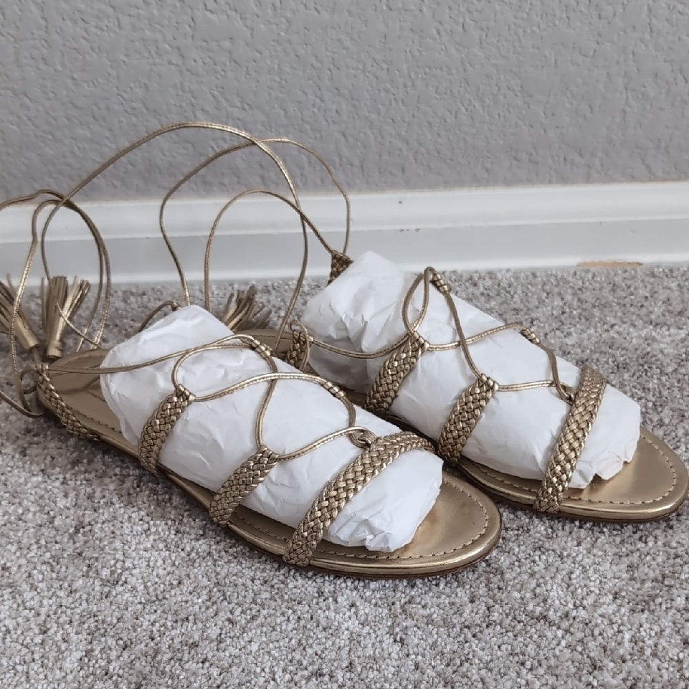 Aquazzura Metallic Gold Strappy Sandals - Picture 5 of 10